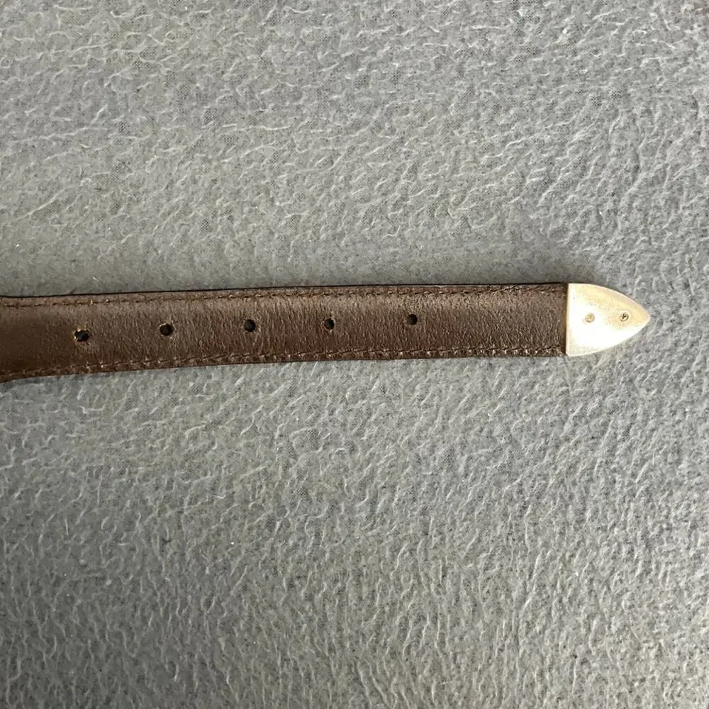 Brown Genuine Leather Golfing Silver Hardware Belt  41.5”- 45.5”